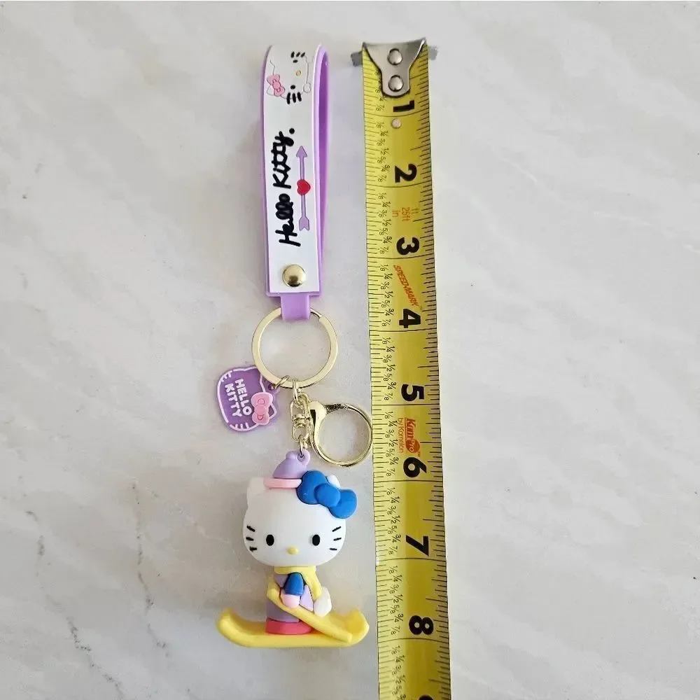Hello Kitty Skiing Keychain with Blue and Pink Accents